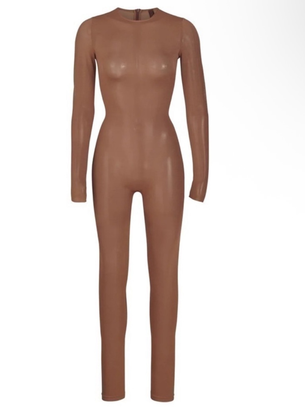 SKIMS Sheer Sculpt Long-Sleeve Jumpsuit in Brown